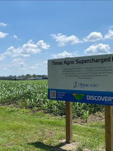 Timac Agro Canada Supercharged Fields signage at Discovery Farm Woodstock.